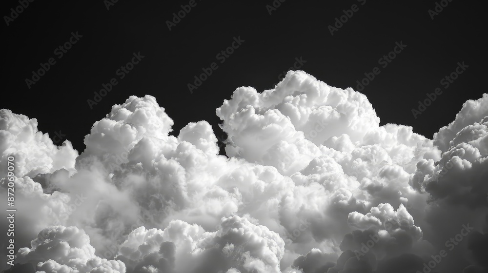 White cumulus cloud on black backdrop for design template White cumulus cloud on black backdrop for design template