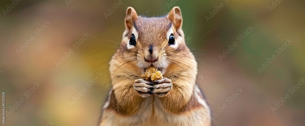 Fototapeta premium Eastern Chipmunk With Its Cheek Pouches Full Of Food,High Resolution, Ultra HD