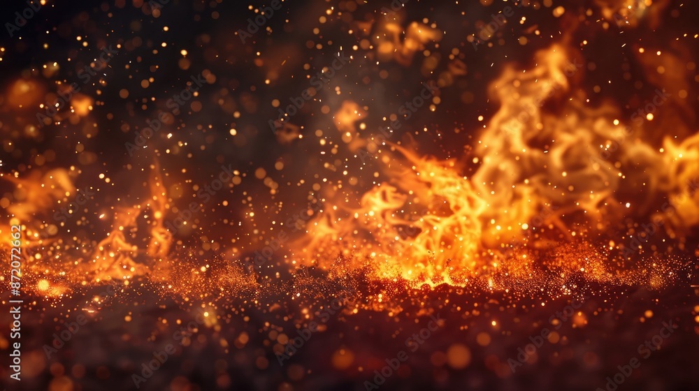 Burning fire on dark backdrop with fiery explosion effect Burning fire on dark backdrop with fiery explosion effect