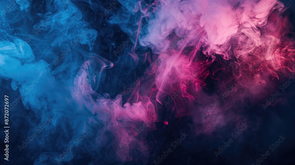 Moody and atmospheric image of ethereal pink and blue smoke against a deep black background, perfect for dramatic visual effects Moody and atmospheric image of ethereal pink and blue smoke against a deep black background, perfect for dramatic visual effects