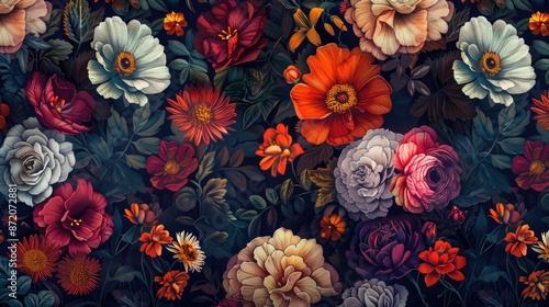 Flowers on Dark Colored Background