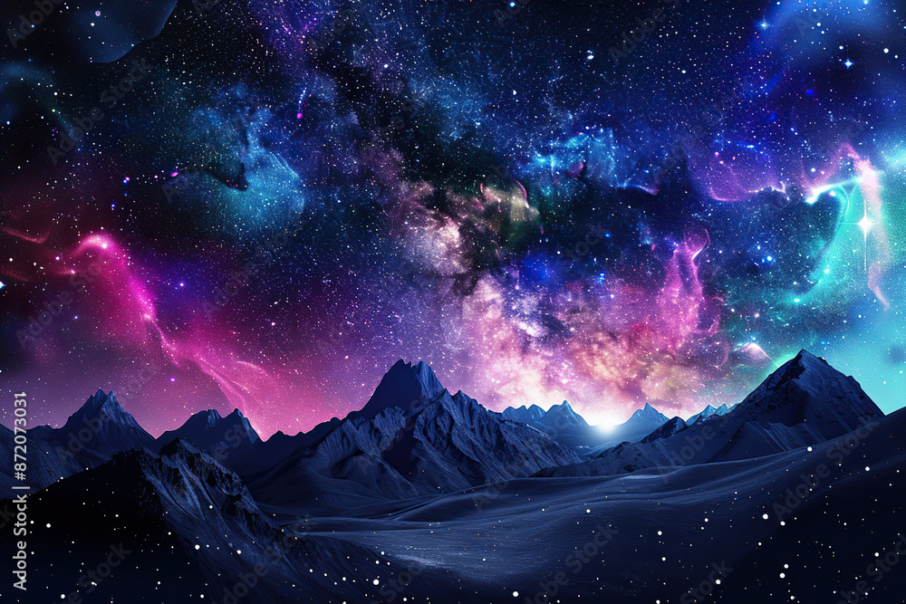 Fototapeta premium Generative ai on theme of beautiful northern lights, bright aurora borealis winter in atmosphere