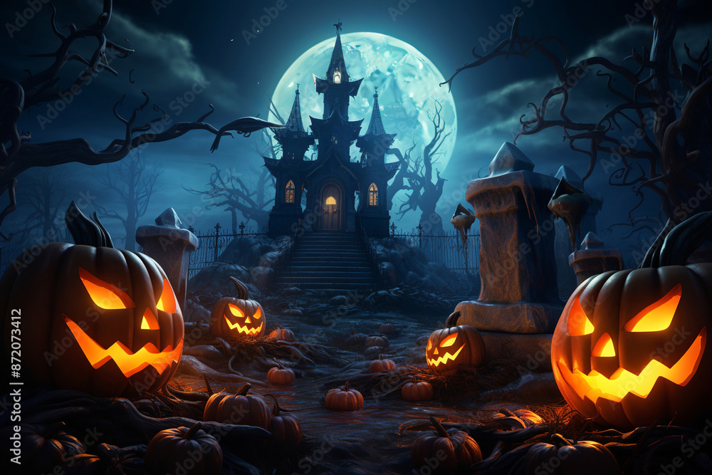 Generative ai on theme of large scary pumpkin with cut out eyes for celebration holiday Halloween Generative ai on theme of large scary pumpkin with cut out eyes for celebration holiday Halloween