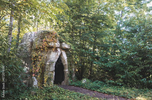 A hidden gateway in the emerald woods photo