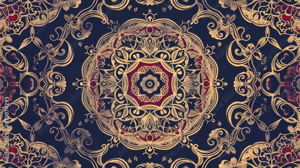 Circular seamless design with decorative elements and hand drawn details Circular seamless design with decorative elements and hand drawn details