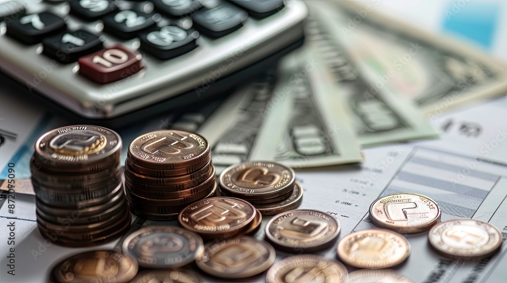 Piles of golden bitcoins stacked on a financial data screen, highlighting cryptocurrency investment and digital currency trading.. Piles of golden bitcoins stacked on a financial data screen, highlighting cryptocurrency investment and digital currency trading..