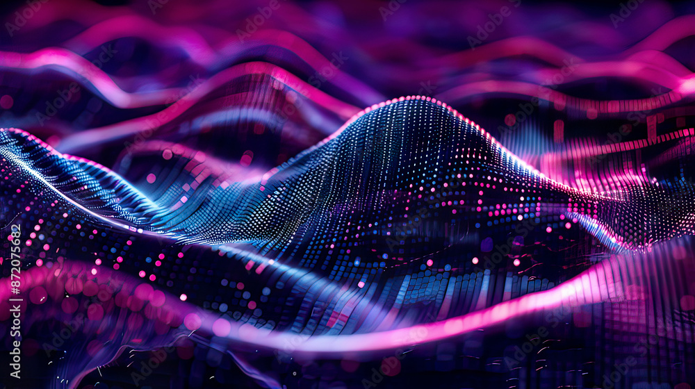 custom made wallpaper toronto digitalQuantum computer technology concept deep learning artificial intelligence big data algorithms visualization waves flow dots and lines futuristic tech illustration