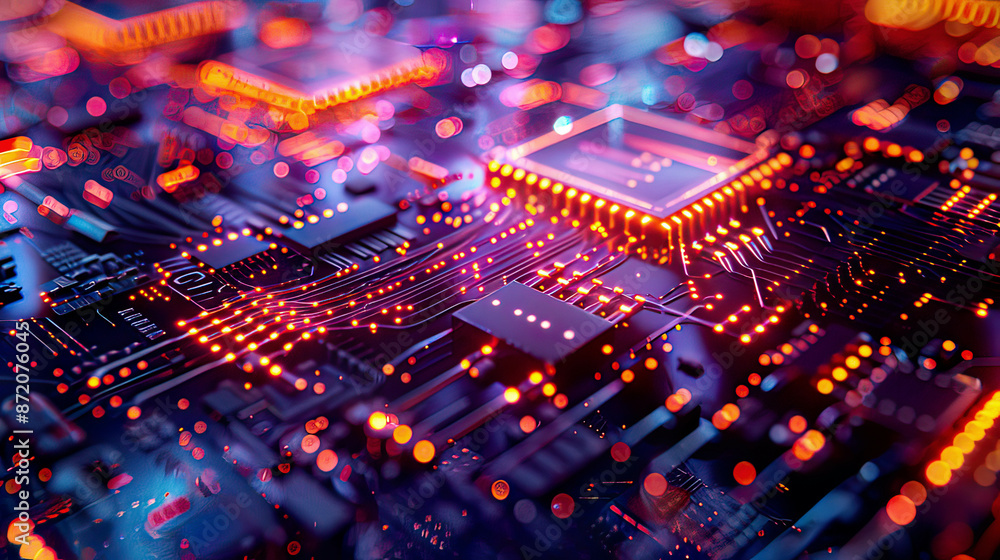 Quantum computing close-up of optical CPU processing light signal quantum computer of glowing qubits laser ray signal transmitting digital signal in chip or processor abstract technology background Quantum computing close-up of optical CPU processing light signal quantum computer of glowing qubits laser ray signal transmitting digital signal in chip or processor abstract technology background