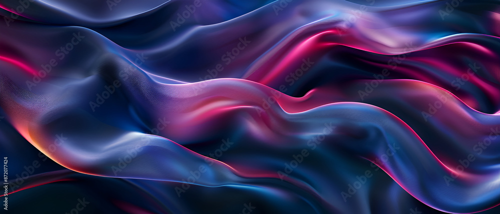 Surreal 3D depiction of a radiant, undulating holographic textile, exuding elegance ,a swirling mixture of purple, pink and black tones creating a hypnotic visual experience Surreal 3D depiction of a radiant, undulating holographic textile, exuding elegance ,a swirling mixture of purple, pink and black tones creating a hypnotic visual experience