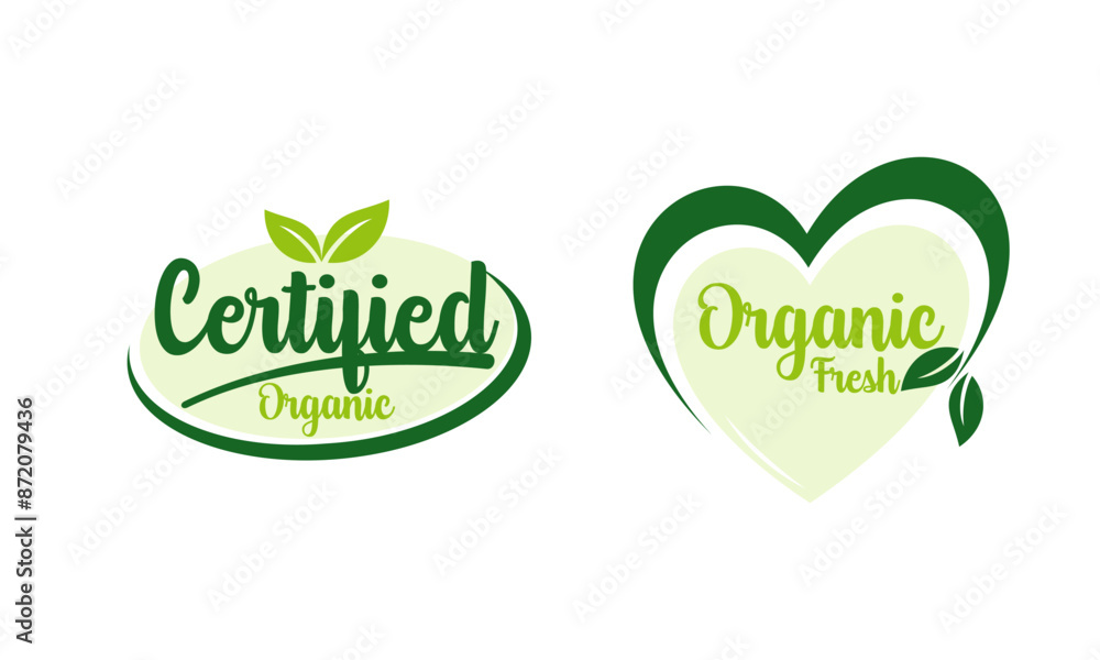 Set of Organic Food Logos, Natural Farm Products, and Healthy Life Concept Vector Set of Organic Food Logos, Natural Farm Products, and Healthy Life Concept Vector