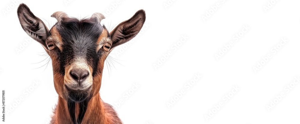 Fototapeta premium Brown Goat Isolated On A White Background,High Resolution, Ultra HD
