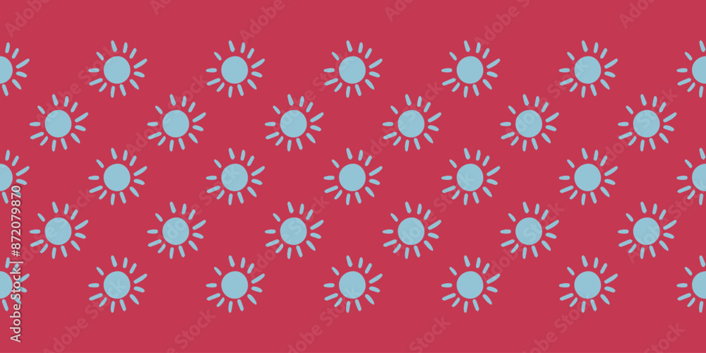 Bright Blue Sun Pattern on Red Background Bright Blue Sun Pattern on Red Background