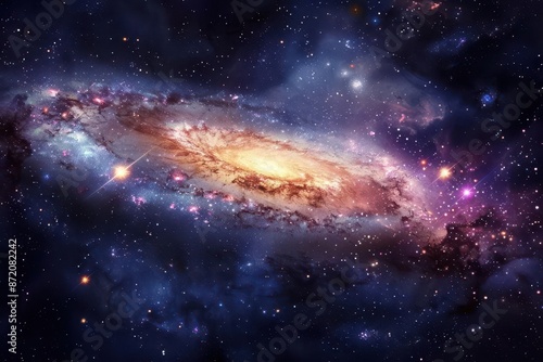 cosmic vista of swirling galaxies and nebulae in vibrant hues distant stars twinkle amidst clouds of stardust conveying the aweinspiring vastness of the universe