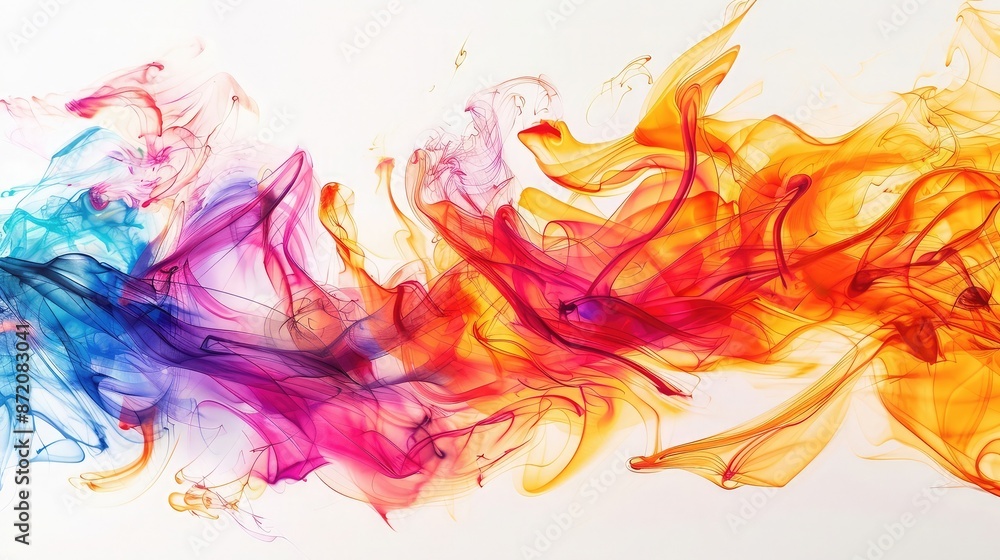 Abstract art of a burning blaze, vibrant colors on white background Abstract art of a burning blaze, vibrant colors on white background