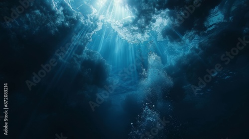 Underwater Sea - Deep Abyss With Blue Sun light © Dao
