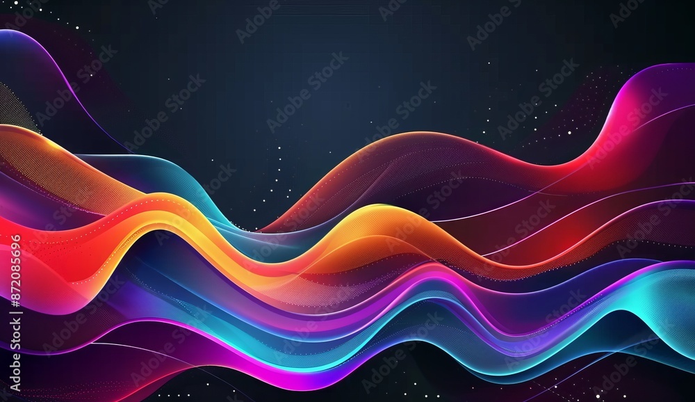 Abstract colorful wave on dark background Abstract colorful wave on dark background