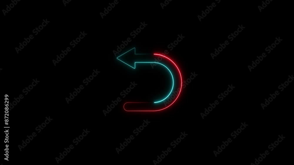 Neon arrow go back icon animation. Neon arrow go back icon animation.
