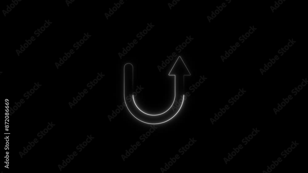 Neon arrow turn forward icon animation. Neon arrow turn forward icon animation.
