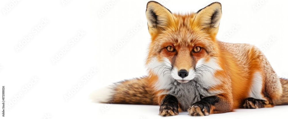 Fototapeta premium Beautiful Orange Fox, Isolated On A White Background,High Resolution, Ultra HD