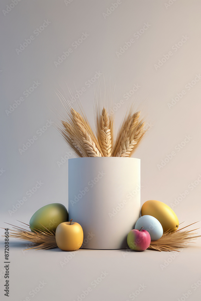 Φωτογραφία Jewish holiday of happy shavuot concept with fruits, wheat and milk