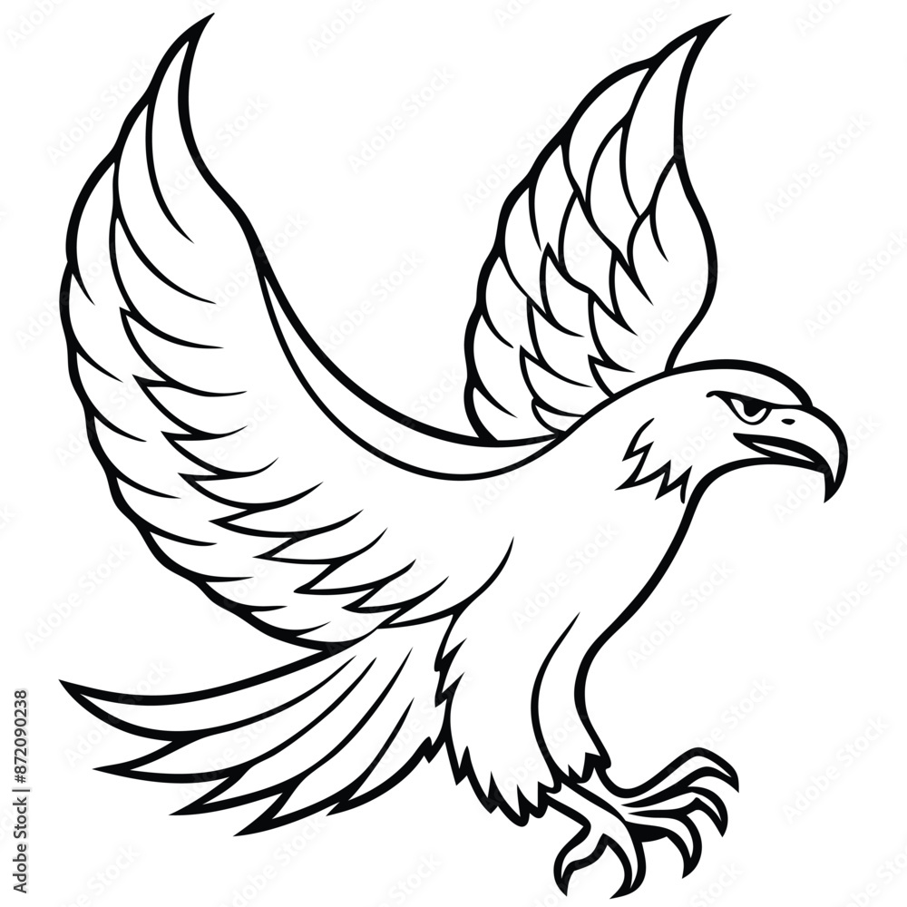 Obraz premium Eagle stock vector one line art, solid white background.