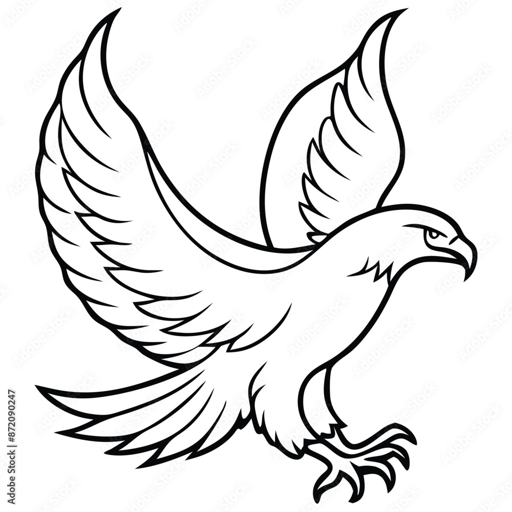 Obraz premium Eagle stock vector one line art, solid white background.