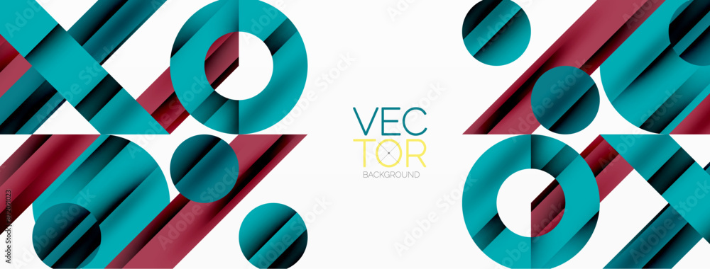 Geometric diagonal line and circle shape, wide abstract background Geometric diagonal line and circle shape, wide abstract background