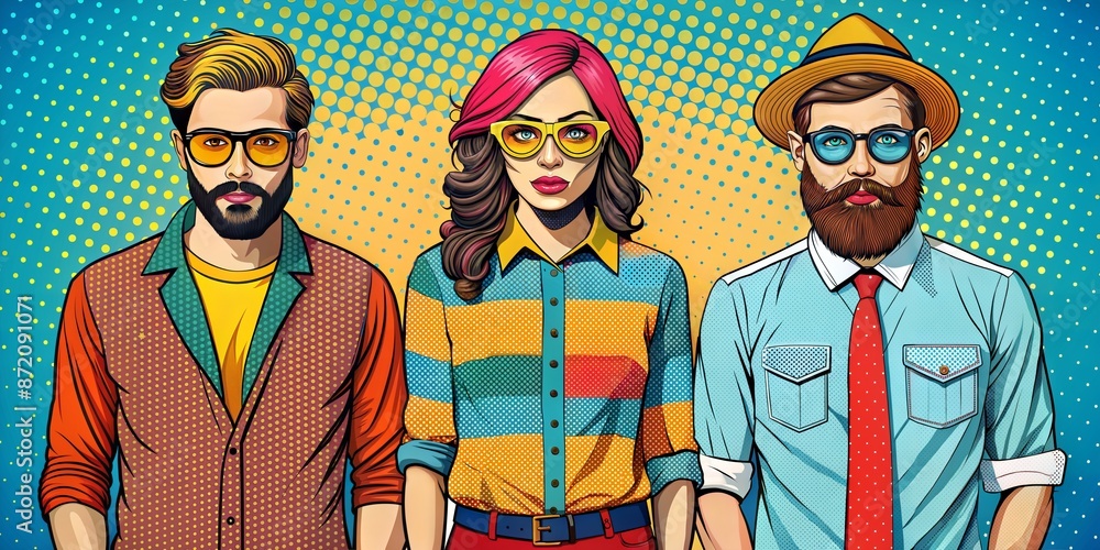 Fototapeta premium hipsters memphis retro pop art