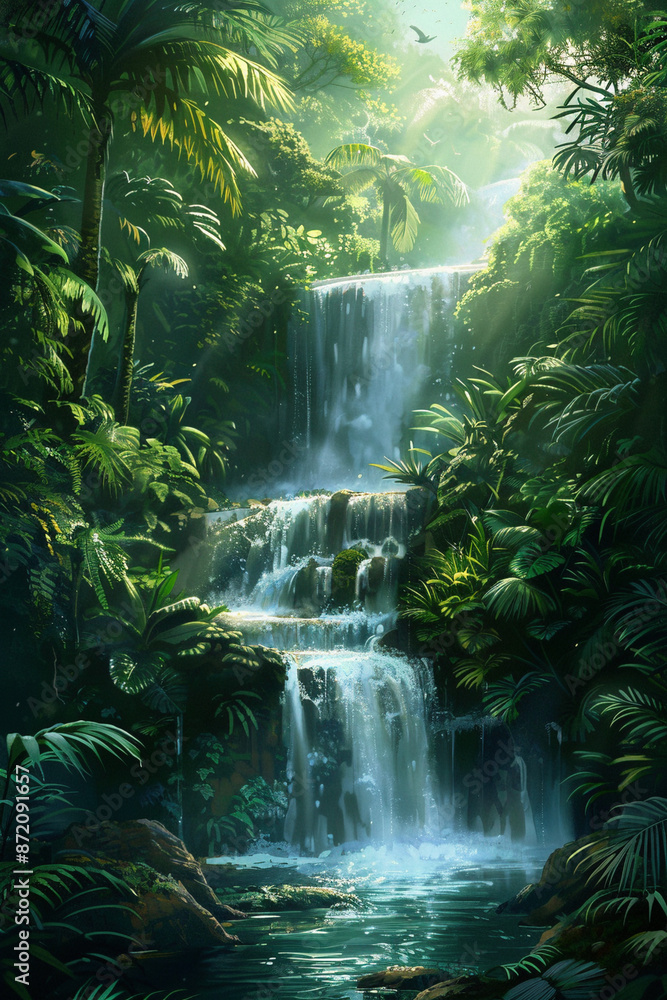 Wasserfall im grünen Wald Wasserfall im grünen Wald