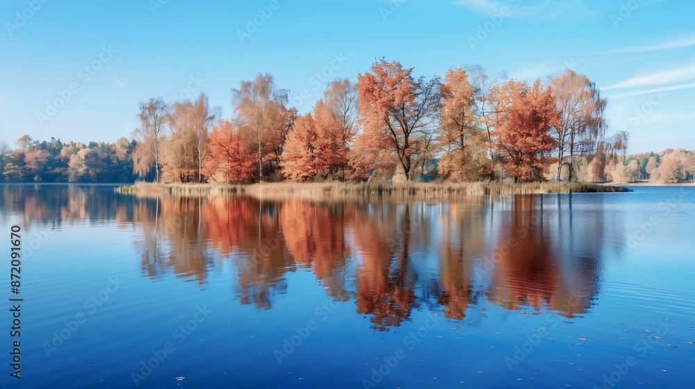 Fototapeta premium Autumnal Reflections on a Still Lake