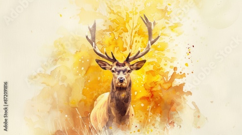 Watercolour autumn forest animals