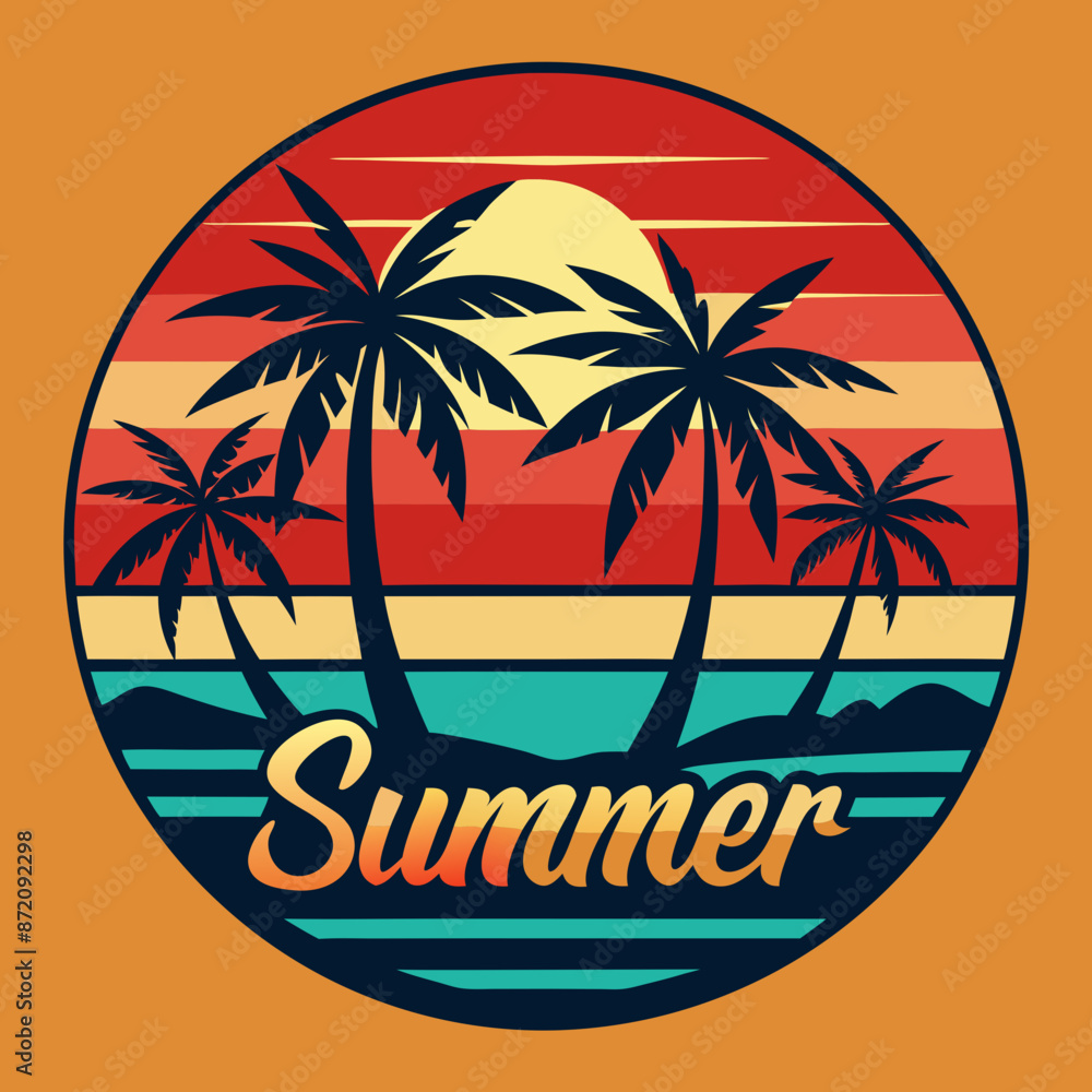 Summer Retro T-shirt design . Summer Retro T-shirt design .
