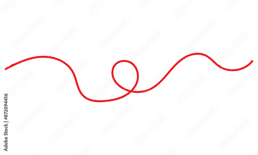 A red silk thread looped in a circle form, extending on both ends, symbolizing the red thread of fate in chinese tradition, on a pure white background with copy space. long red thread. EPS 10/Ai A red silk thread looped in a circle form, extending on both ends, symbolizing the red thread of fate in chinese tradition, on a pure white background with copy space. long red thread. EPS 10/Ai