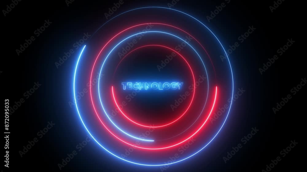 Technology text font with neon light. Luminous and shimmering haze inside the letters of the text Technology. Technology neon sign. Technology text font with neon light. Luminous and shimmering haze inside the letters of the text Technology. Technology neon sign.