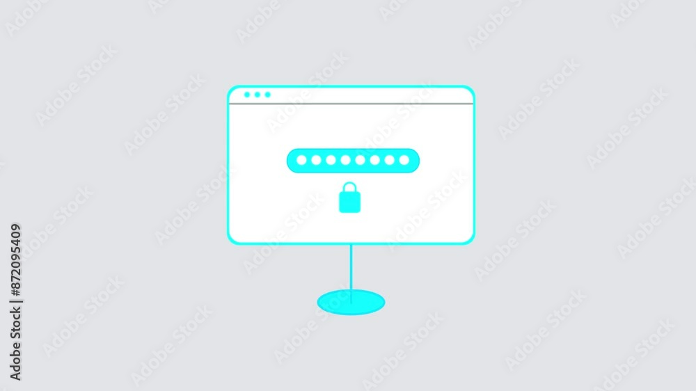 Laptop with a password lock icon animated on a purple background. 4K stock video Laptop with a password lock icon animated on a purple background. 4K stock video