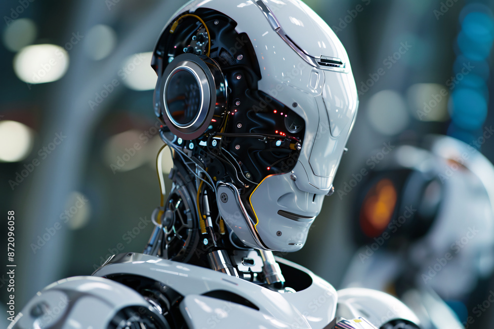 Fototapeta premium AI and Robotics unveiled: Visual journey through cutting-edge technology showcases industry transformations and futuristic applications, offering glimpse into tomorrow's innovations