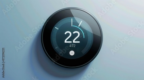 Smart thermostat flat design front view, energy-saving home, animation, Vivid photo