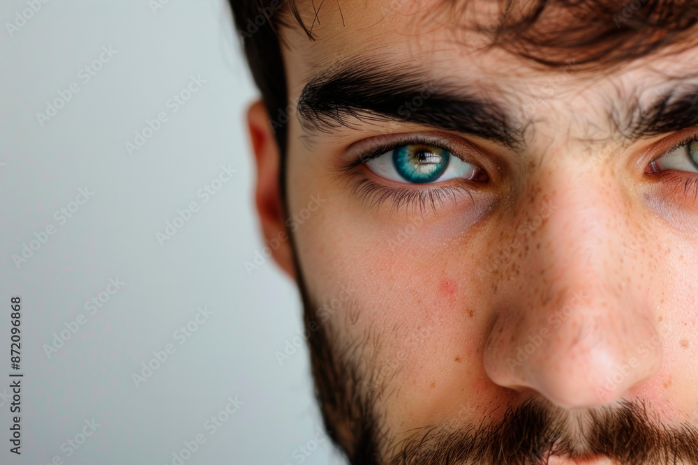 Obraz premium Close Up Portrait of a Man With Blue Eyes