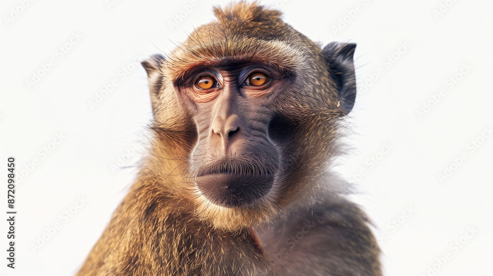 Portrait of baboon monkey on white background. AI Generative. Portrait of baboon monkey on white background. AI Generative.