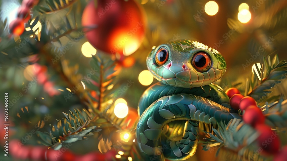 Christmas and New Year's imagine with Symbol 2025 year - Snake Christmas and New Year's imagine with Symbol 2025 year - Snake