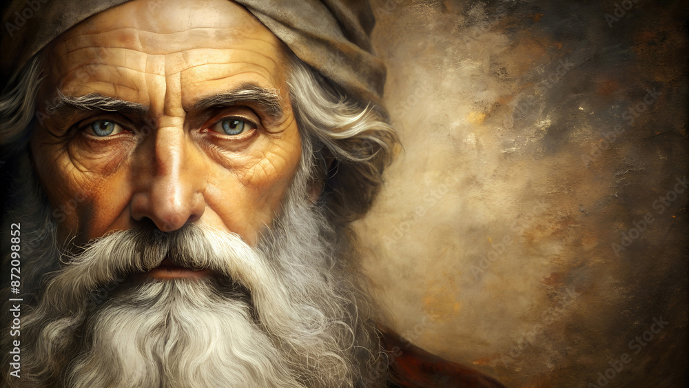 Portrait of a prophet of God with a white beard Portrait of a prophet of God with a white beard