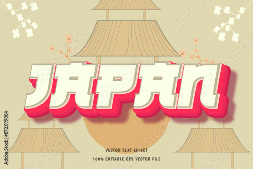 japan 3d text effect vector editable text