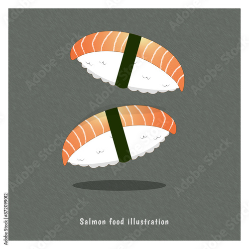 maguro salmon sushi food illustration for restaurant japanese menu or banner poster