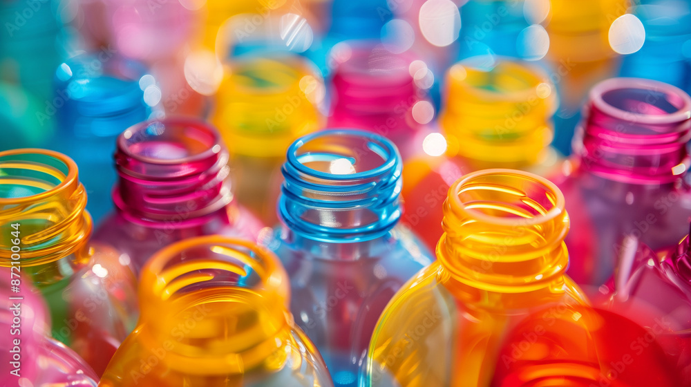 the neck of colorful plastic bottles the neck of colorful plastic bottles