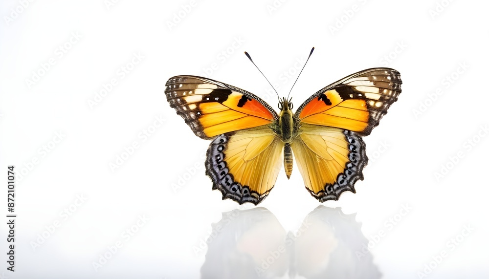 Butterfly, A Captivating Portrait of a Butterfly on a White Background, Highlighting Its Elegant Form and Detailed Markings Butterfly, A Captivating Portrait of a Butterfly on a White Background, Highlighting Its Elegant Form and Detailed Markings