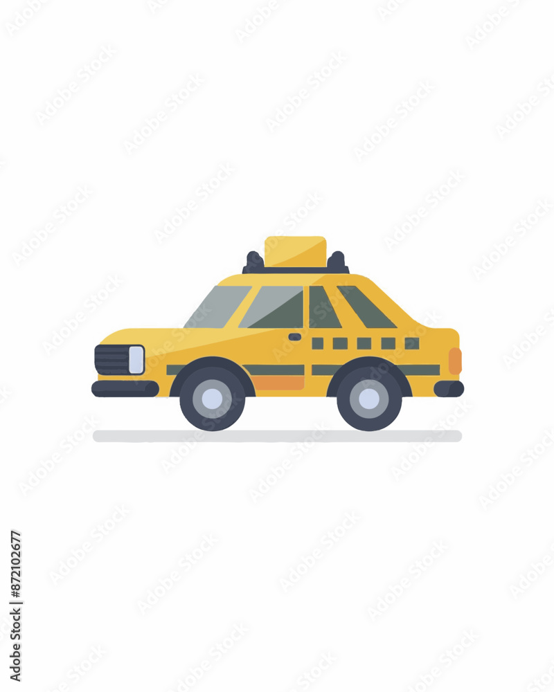 Side view of a simple yet iconic taxi car illustration perfect for city themes. Transportation illustration design art isolated on a white background Side view of a simple yet iconic taxi car illustration perfect for city themes. Transportation illustration design art isolated on a white background