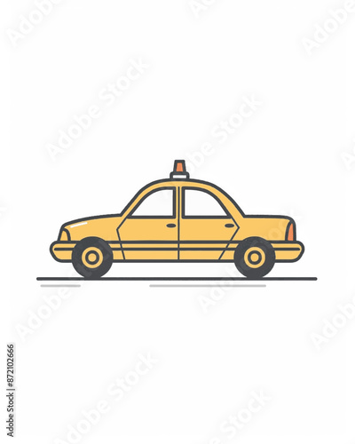 Clean vector illustration of a yellow taxi designed for urban transportation. Transportation illustration design art isolated on a white background