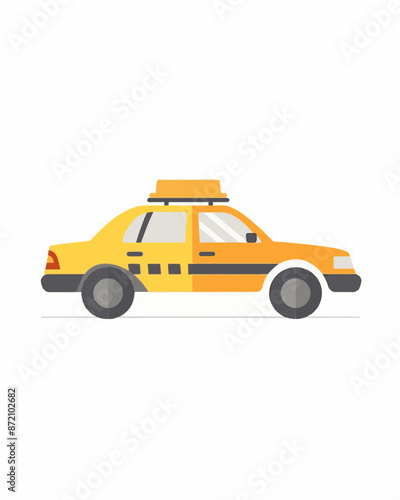 Stylized yellow taxi cab with a retro-inspired design and black accents. Transportation illustration design art isolated on a white background