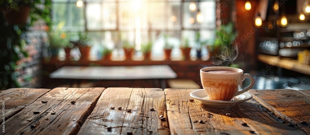 Warm Coffee on a Rustic Wooden Table Warm Coffee on a Rustic Wooden Table