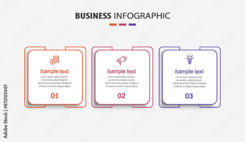 Business infographic design template with 3 options, steps or processes Business infographic design template with 3 options, steps or processes